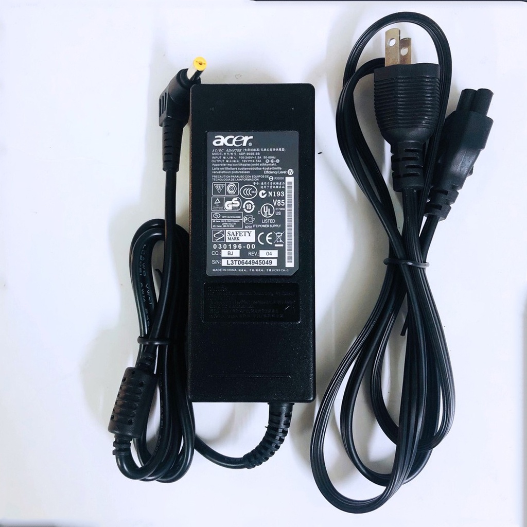 Sạc Laptop Acer Zin chân thường chính hãng 19V – 4.74 – 90W, adapter Acer chân thường 5.5mm x 1.7mm