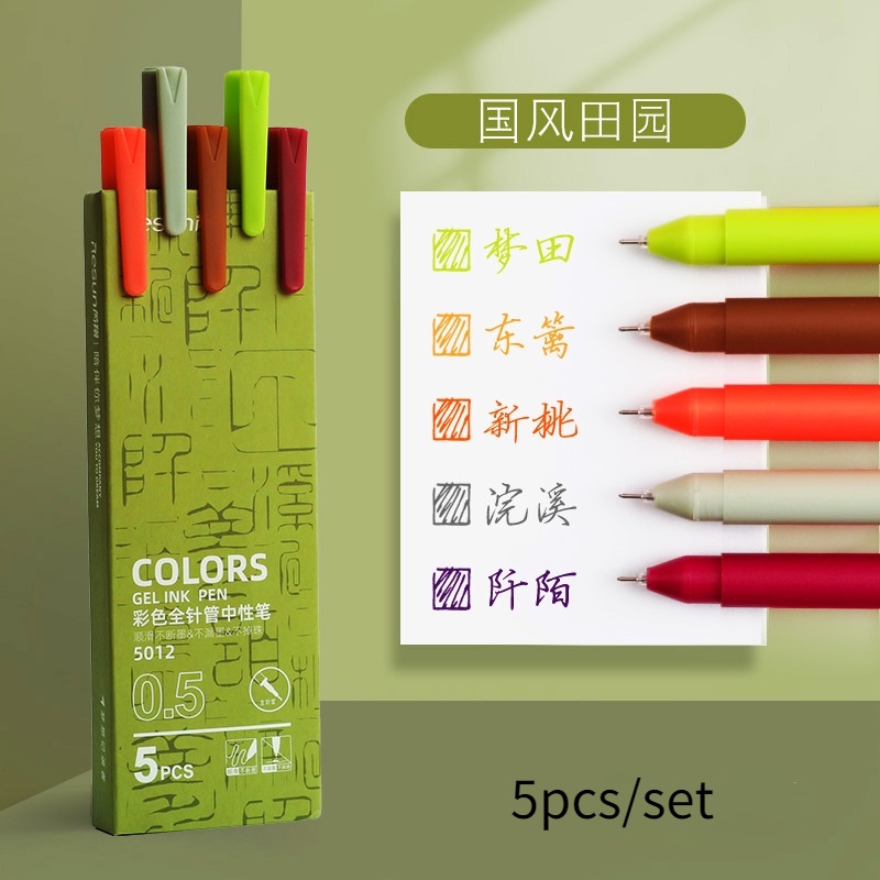 Set 5 bút bi nhiều màu sắc kiểu dáng đơn giản