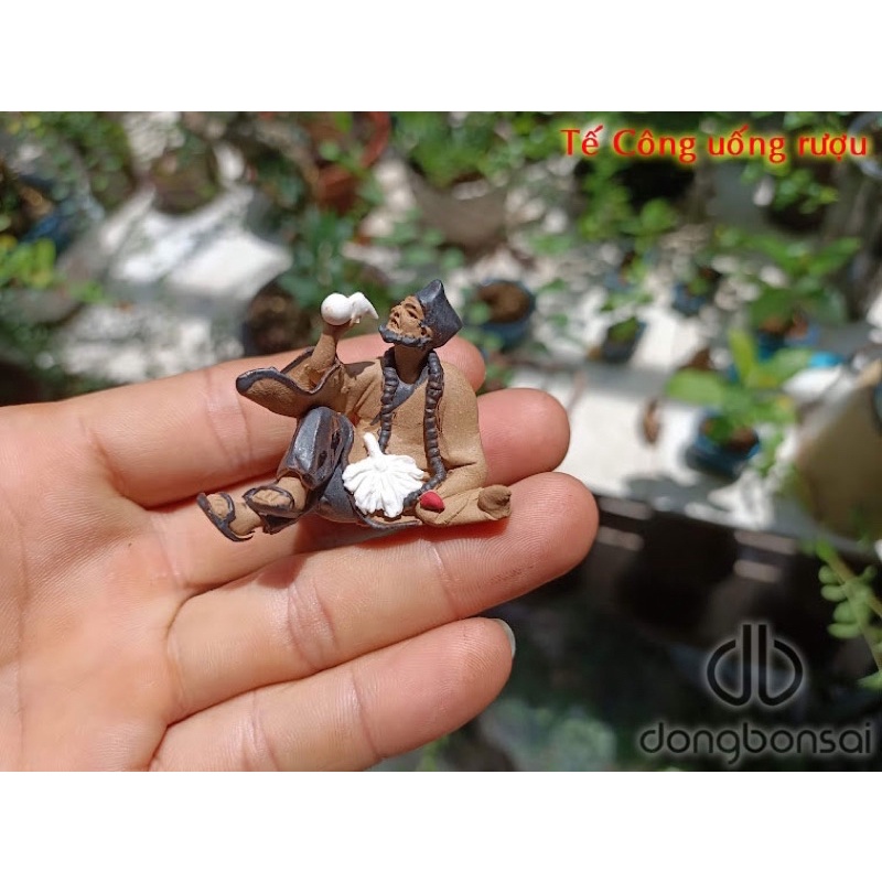 Tượng gốm siêu mini, Tế Công uống tửu trang trí tiểu cảnh bonsai