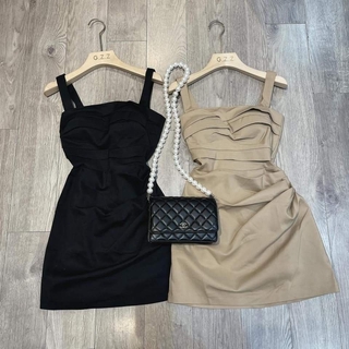 Váy 2 dây sexy tôn dáng xếp li dáng ngắn