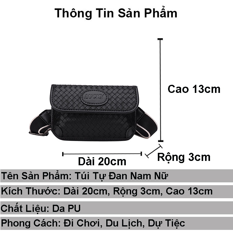 Túi tự đan da nam nữ HALA túi handamde đeo chéo thời trang nam nữ phong cách đeo vai unisex