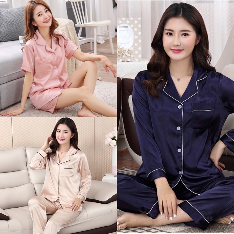 Đồ ngủ nữ LULA BOUTIQUE lụa cộc tay, Bộ pijama lụa nữ mùa hè