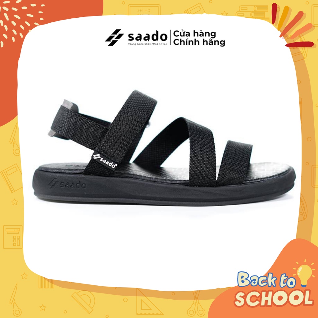 [CHÍNH HÃNG] SANDAL SAADO | NN07 – Màu Đen Trơn Basic | Giày Sandal Nam Nữ Cao Cấp Đi Học Đi Chơi