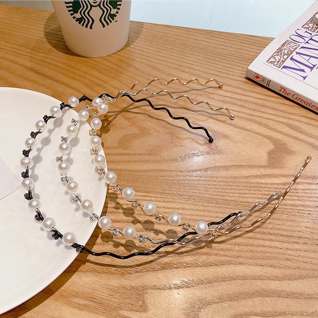 Băng Đô Cài Tóc Đính Ngọc Trai Nhân Tạo Thiết Kế Đơn Giản Thời Trang Phong Cách Hàn Quốc Cho Nữ