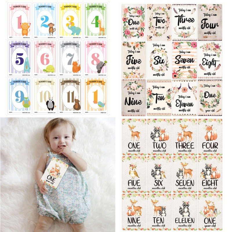 Set 12 Tấm Thiệp Tháng Tuổi Cho Bé Chụp Ảnh