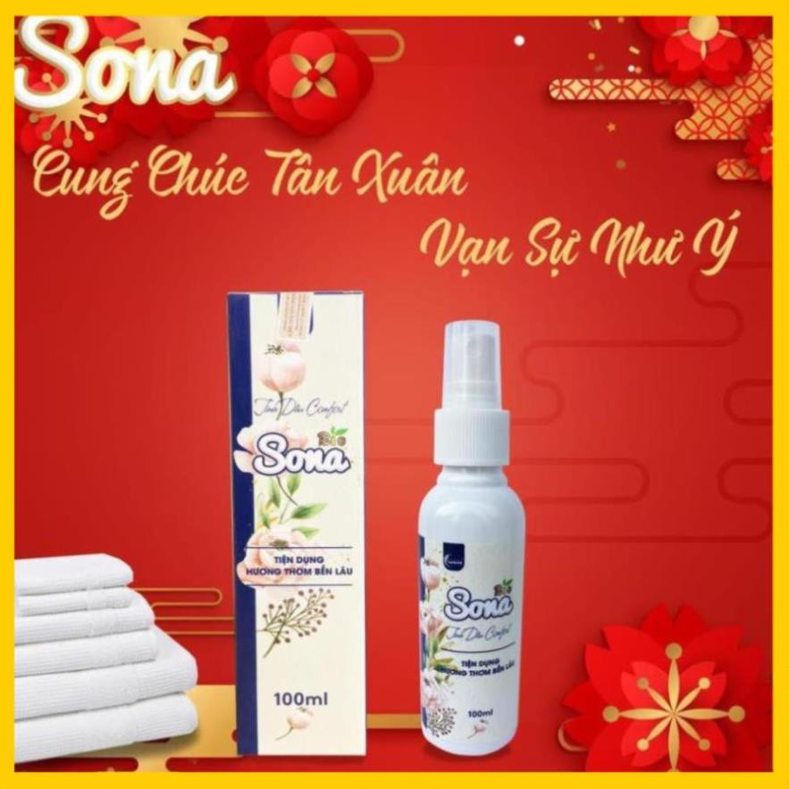 [𝐅𝐑𝐄𝐄𝐒𝐇𝐈𝐏 - Hàng chính hãng] Nước Xịt Xả Vải Khô SoNa - Hương nước hoa Comfort vs Hương Downy 100ml