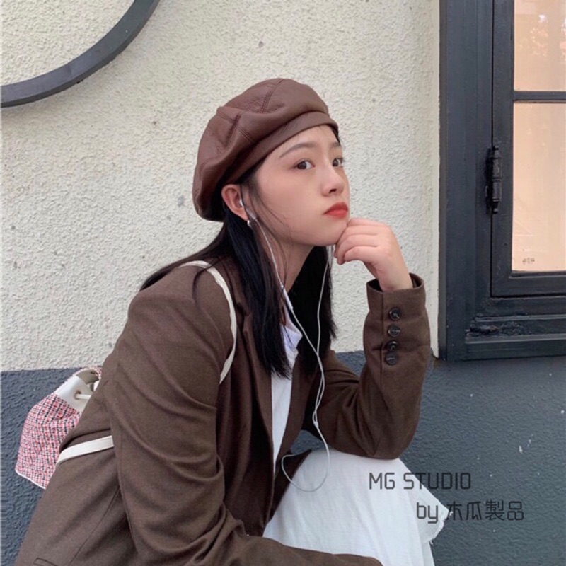 Sản Phẩm Papaya / Mũ Beret Giả Da Cừu Mềm Mại Phong Cách Retro Times Feel