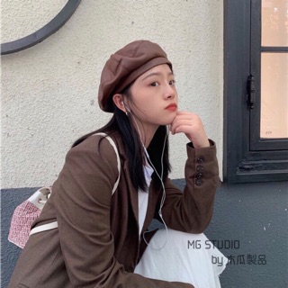 Sản Phẩm Papaya / Mũ Beret Giả Da Cừu Mềm Mại Phong Cách Retro Times Feel