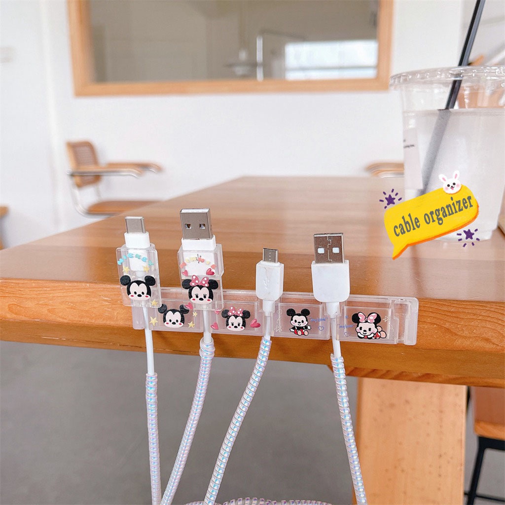 Kẹp Giữ Dây Cáp Sạc Để Bàn 1 Đầu 4 Dây Hình Động Vật Hoạt Hình Đáng Yêu