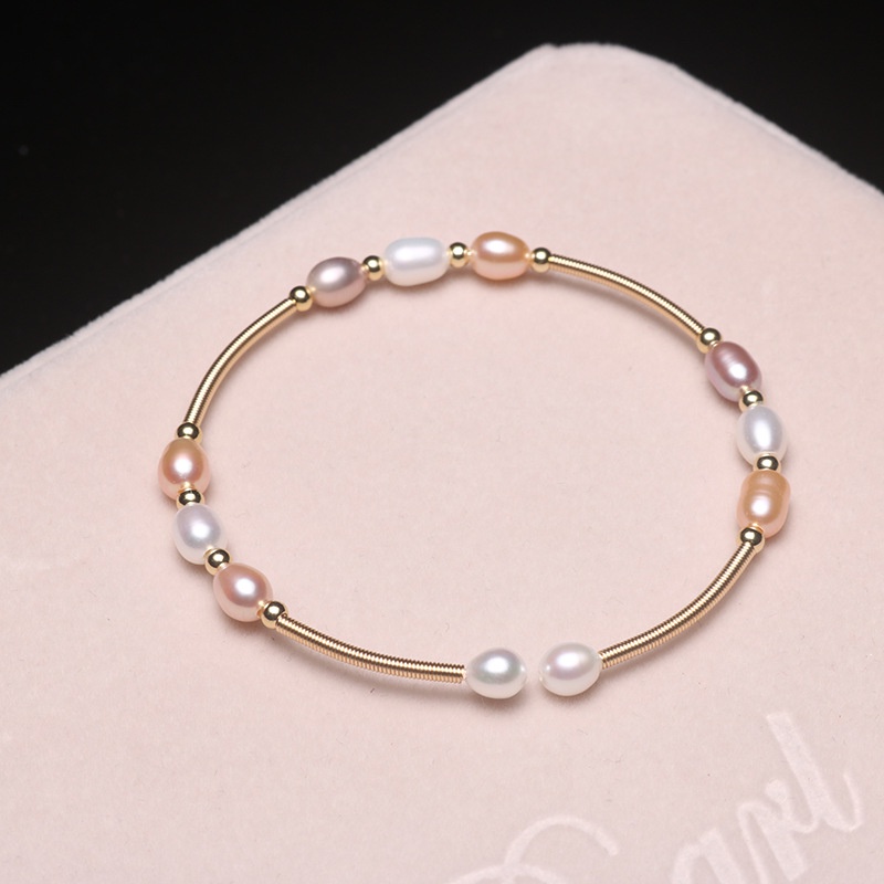 Vòng Tay Chuỗi Hạt Ngọc Trai Tự Nhiên Mạ Vàng 14k Thời Trang Cho Nữ