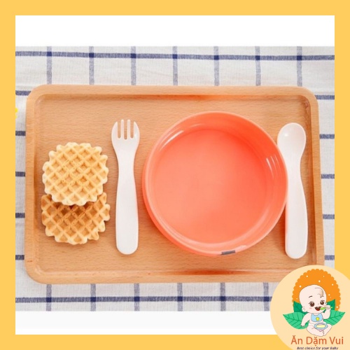 Bộ thìa dĩa Alku Inomata, set 2 nĩa muỗng nhựa tập ăn cho bé ăn dặm SAMI KIDS