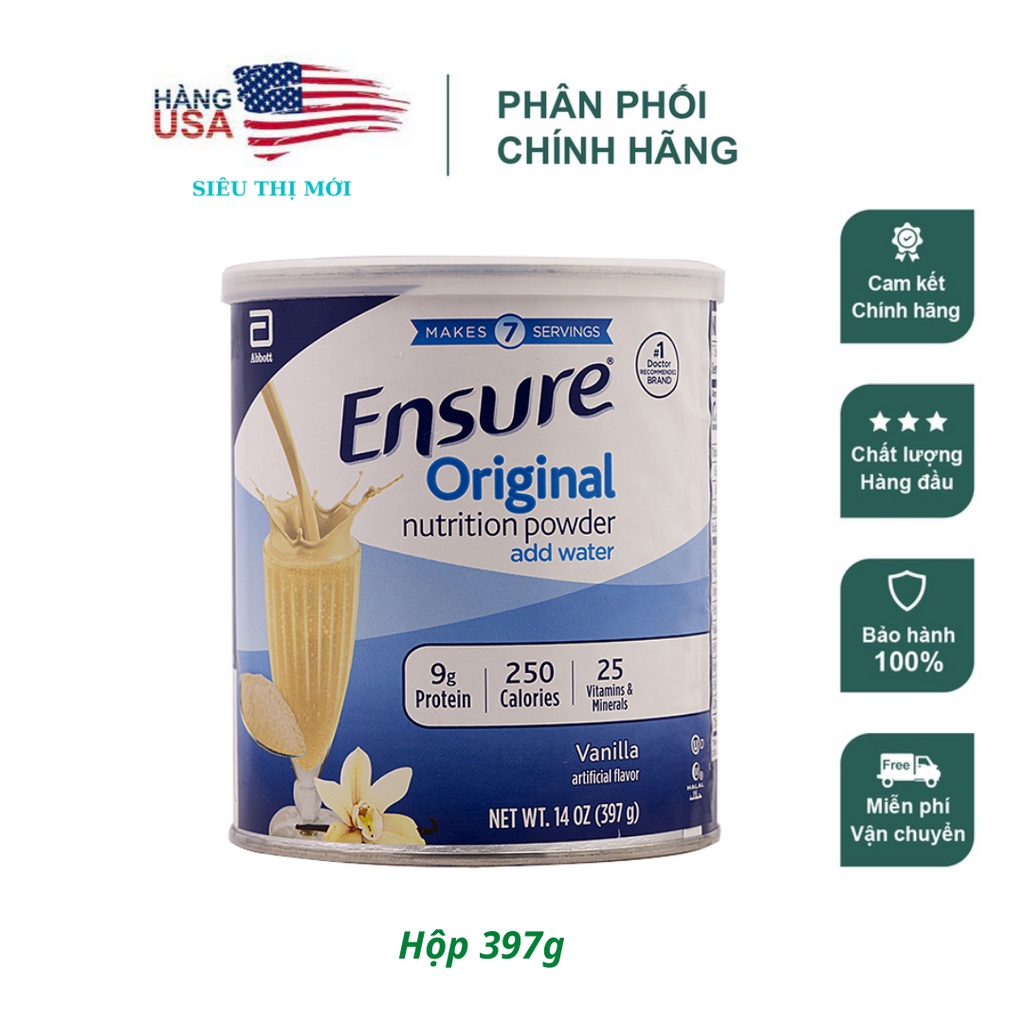 [HÀNG AIR ] Sữa bột Ensure Mỹ Original Nutrition Powder 397g date 2023