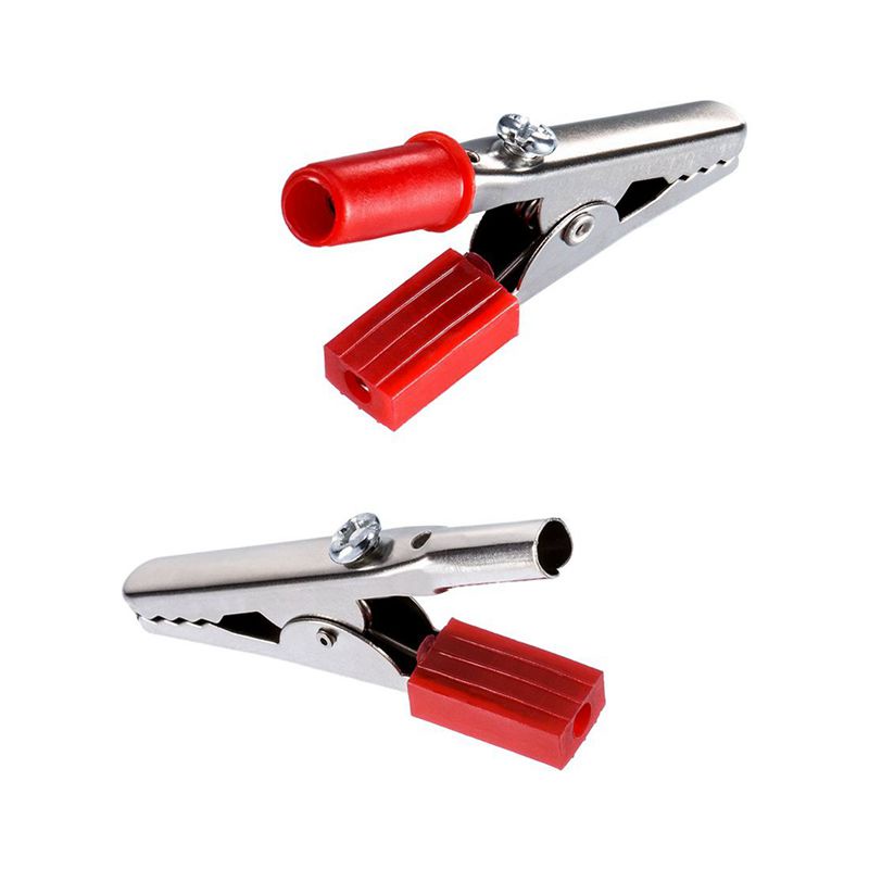 Set 20 đầu kẹp cá sấu 4mm màu đỏ + đen với tay cầm nhựa 45 mm