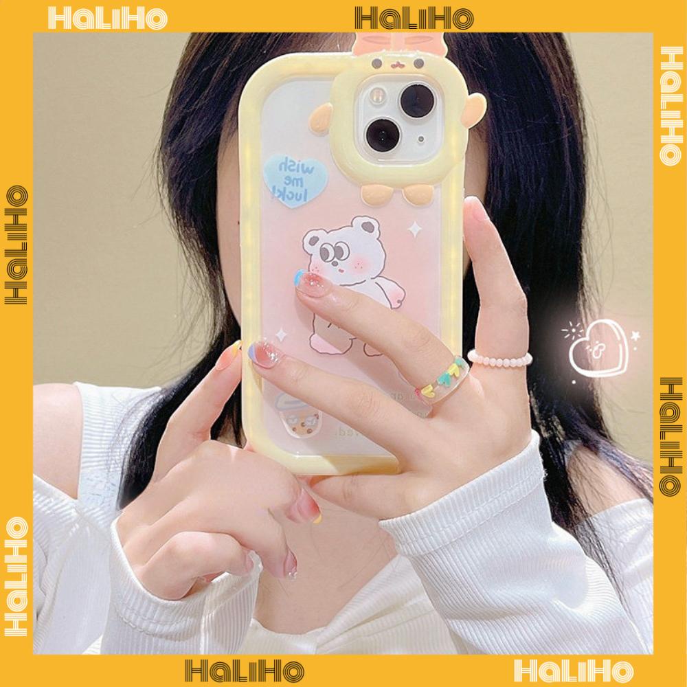 iPhone Case Silicone Soft Case Clear Case Airbag Shockproof Protection Camera Shiny Feel Bear Cartoon Cute Compatible For iPhone 11 Pro Max 13 Pro Max 12 Pro Max 7Plus xr XS Max