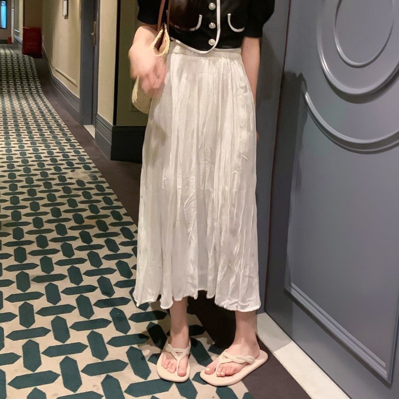 Chân Váy Dài Lưng Cao Màu Sắc Đơn Giản Thời Trang Xuân Hè Phong Cách Hàn Quốc Cho Nữ