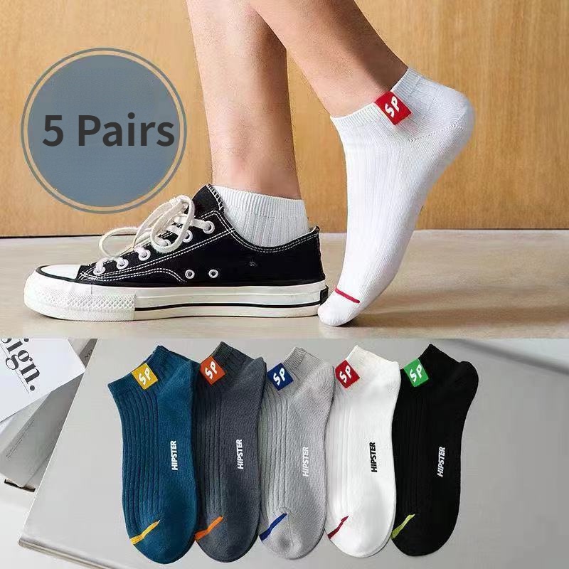 Set 5 Đôi Tất Thể Thao Cổ Thấp Thời Trang Cho Nam