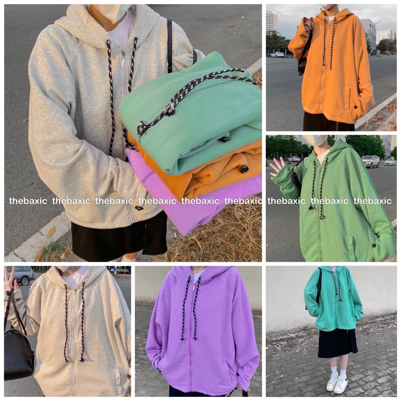 Áo Khoác HOODIE ZIP OVERSIZE Nỉ Bông
