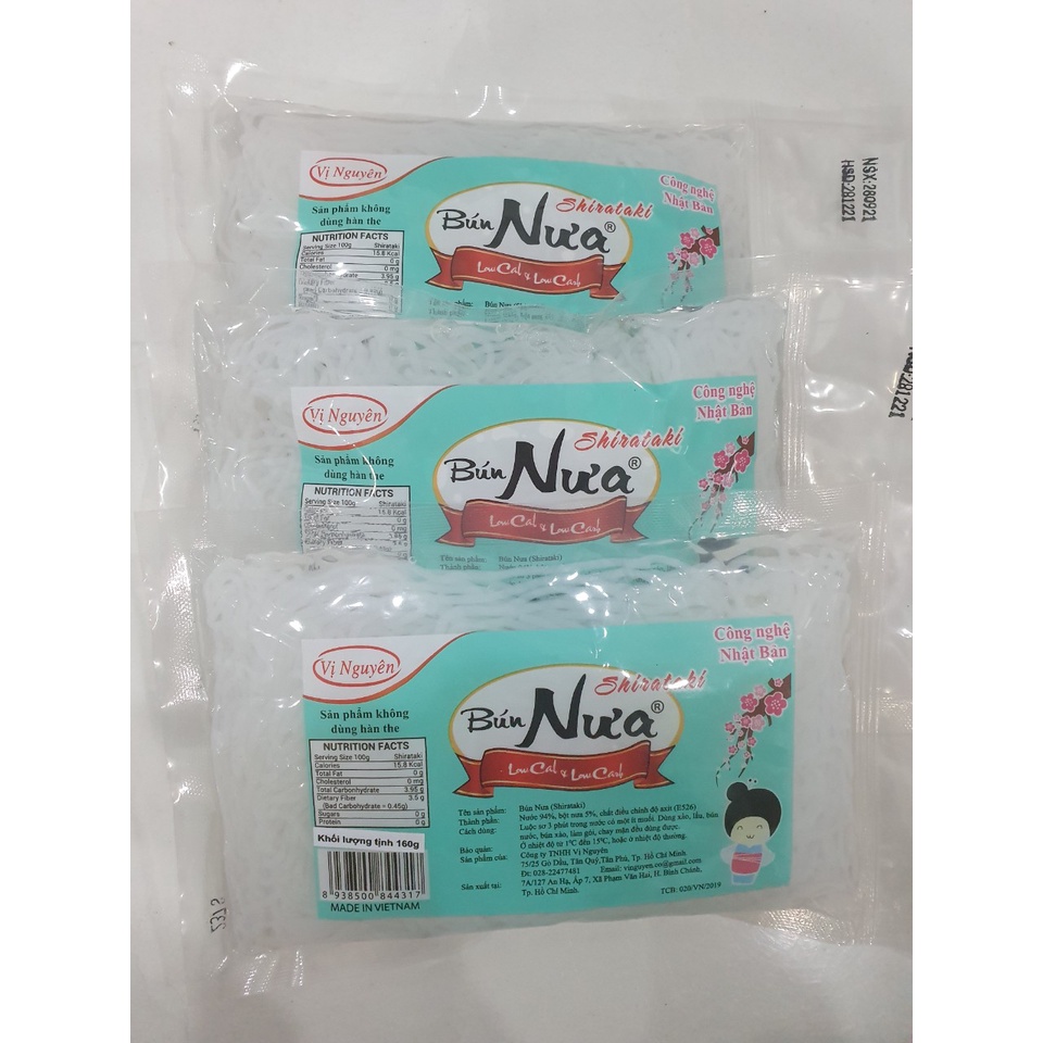 Bún Nưa Keto Das Vị Nguyên 160g - Gói nhỏ dễ sử dụng