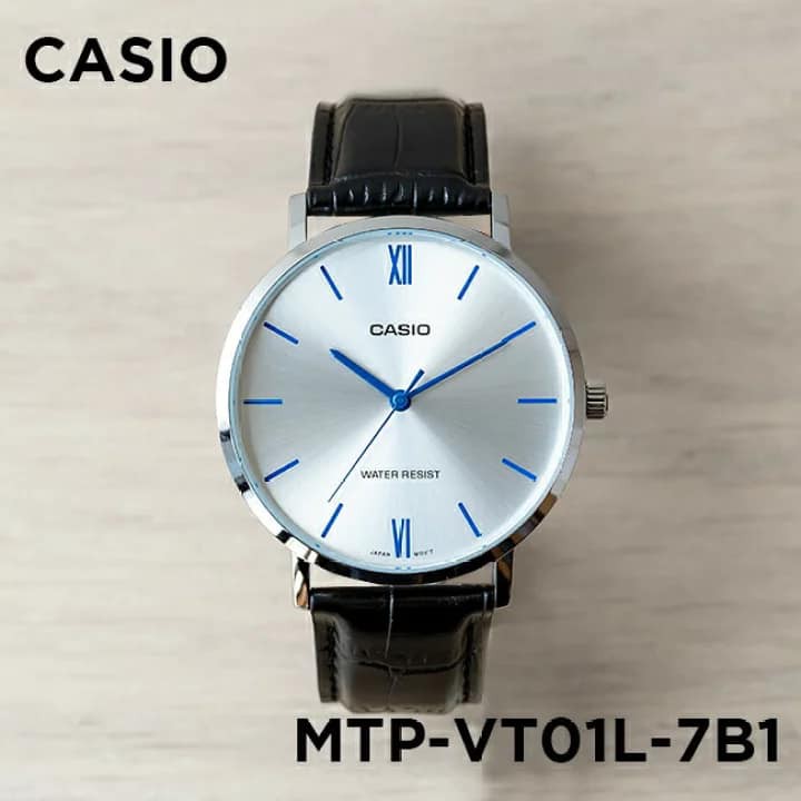 ĐỒNG HỒ CẶP CASIO MTP-VT01 và LTP-VT01 Nam - Nữ Quartz Dây Da Màu Đen - Nền Mặt Màu Trắng Kim Xanh ,Sang Trọng,Cá Tính