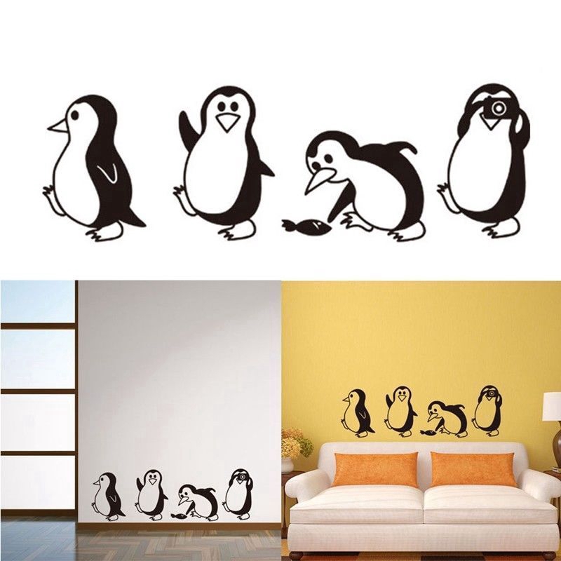 decal dán tường Họa Tiết Hình Con Chim Cánh Cụt Dùng Trong Trang Trí Nhà