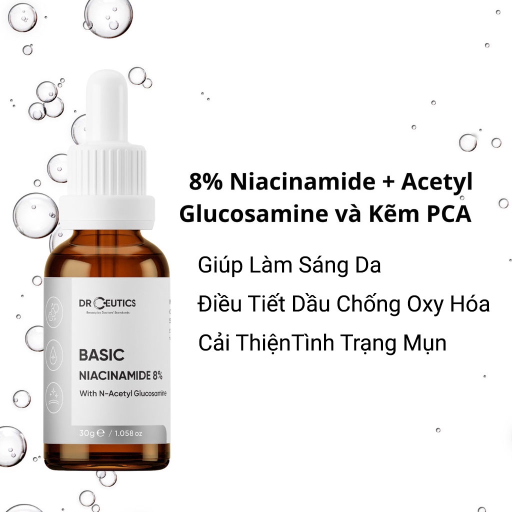 Tinh Chất Niacinamide Basic 8% DrCeutics Cho Da Dầu Mụn