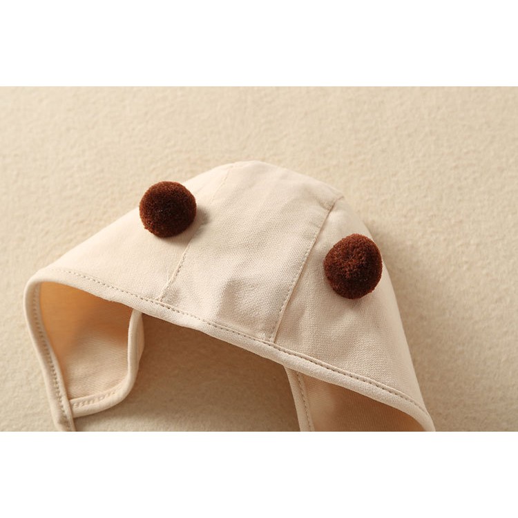 Bộ Áo Liền Quần Bằng Cotton Nguyên Chất In Họa Tiết Chú Gấu Dễ Thương Kèm Mũ Thời Trang Cho Bé Trai / Gái 0701