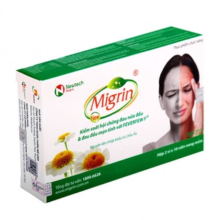 Migrin - Hỗ trợ làm giảm hội chứng đau nửa đầu, rối loạn tiền đình (20 viên)