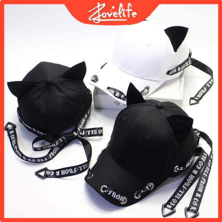Mũ Lưỡi Trai Hình Tai Mèo Dễ Thương Phong Cách Hip Hop Hàn Quốc Thời Trang Xuân Hè Cho Nam Và Nữ