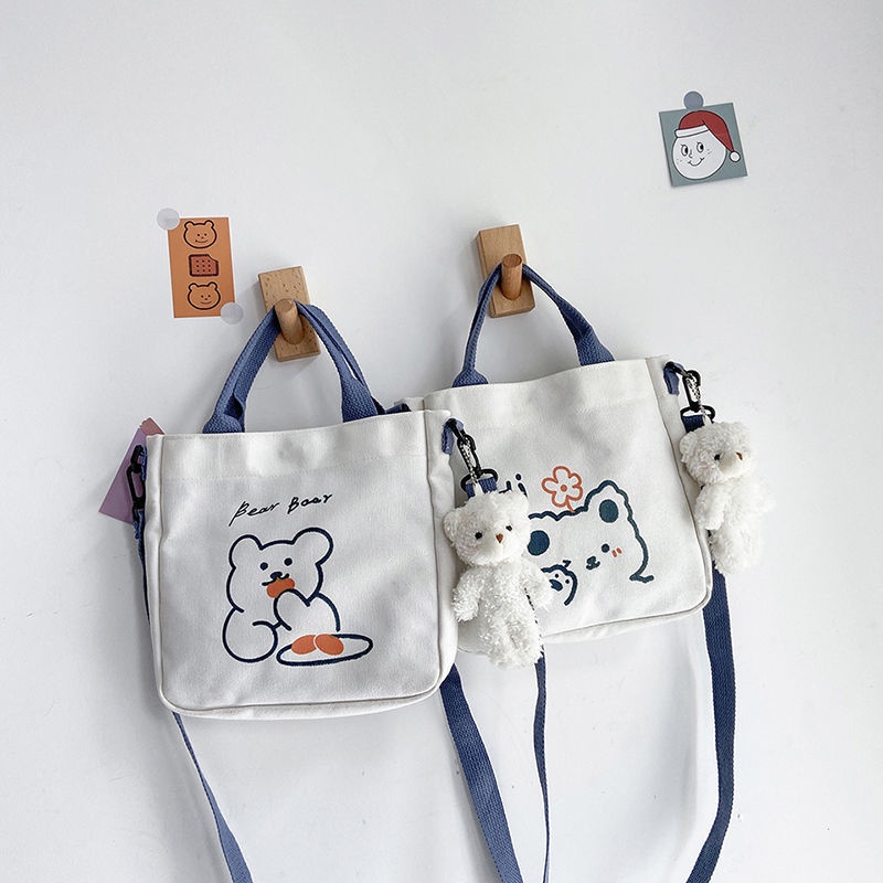 Túi Xách Đeo Vai Vải Canvas Mềm Cỡ Lớn Kiểu Nhật Bản Dễ Thương Cho Nữ Sinh
