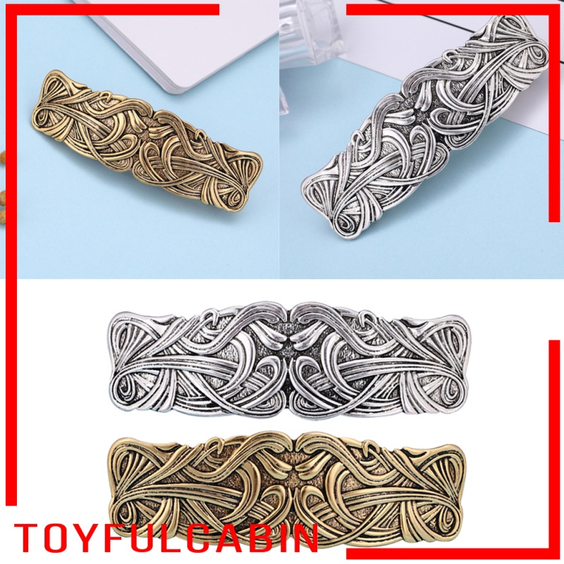 [Toyfulcabin] Kẹp Tóc Celtic Lớn Bằng Kim Loại Thủ Công Màu Bạc Phong Cách Cổ Điển Cho Nữ