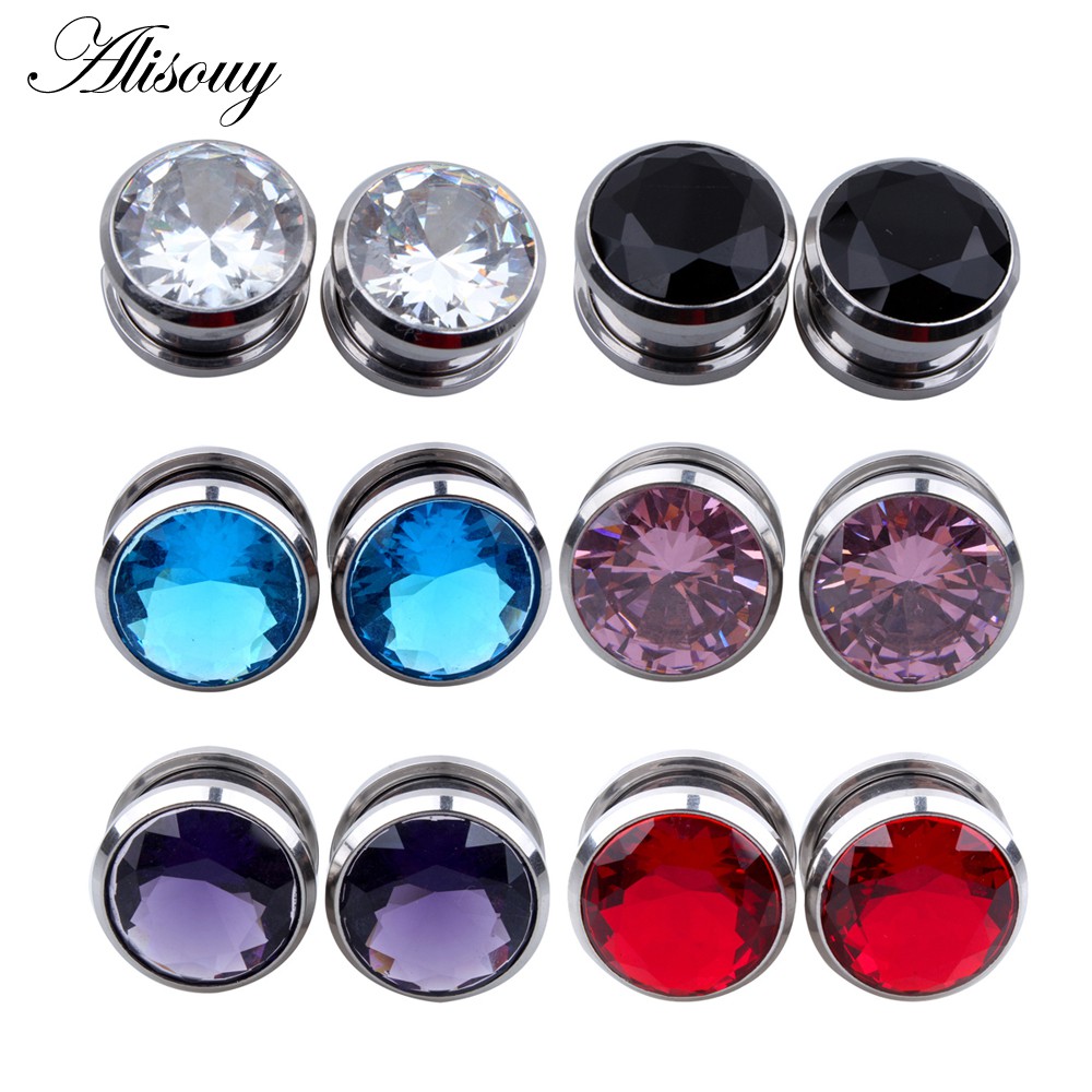 Alisouy Set 2 Khuyên Nong Tai Đính Đá zircon Thời Trang