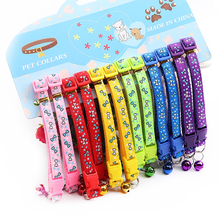 PVN40082 Dây đeo cổ vải dù nhiều màu có họa tiết dấu chân thú cưng đáng yêu cho chó mèo