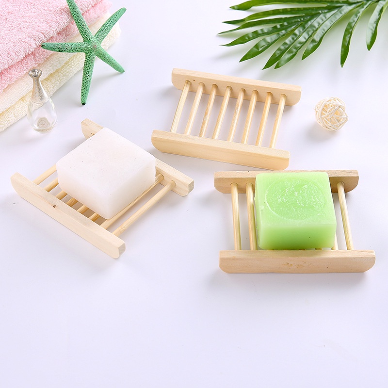 BUMARL  Wooden Soap Box Bathroom Large Free Perforation Drain Rack Simple and Small Items Great Utility