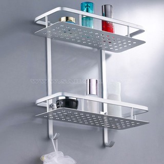 KỆ NHÀ TẮM 2 TẦNG INOX CAO CẤP KO GỈ - KỆ 2 TẤNG CÓ MÓC TIỆN DỤNG - SIÊU BỀN - CHỊU LỰC TỐT