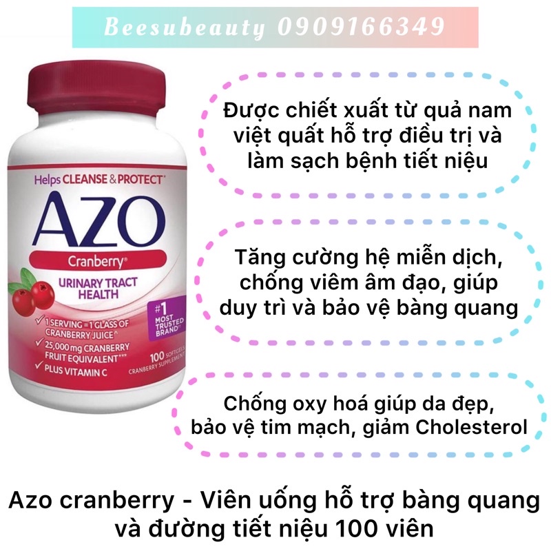 Azo Cranberry hỗ trợ bàng quang và tiết niệu,100v