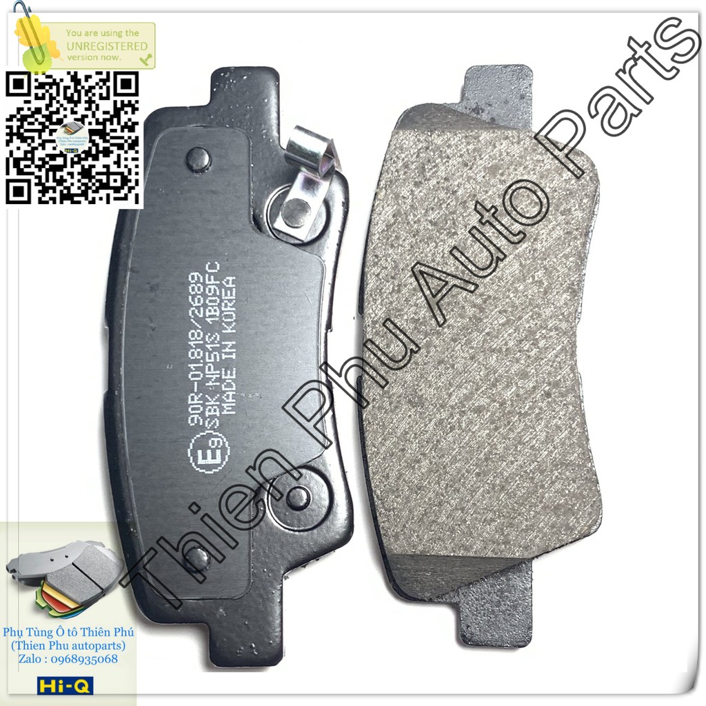 Má phanh chính hãng Hi-Q cho Tucson sau  + Accent SPORTAGE - Bố thắng sau.OEM Brake Pad: 58302-D3A00