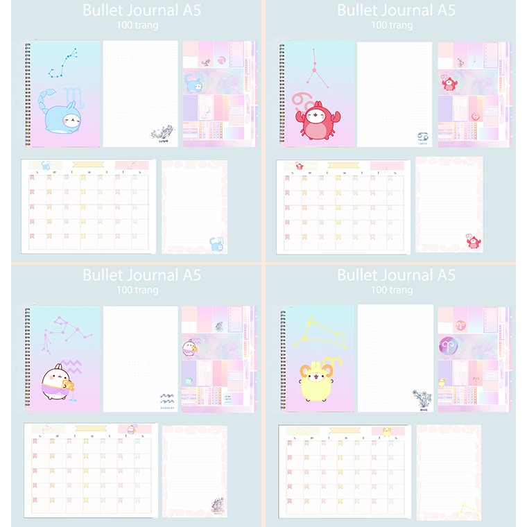 sổ bullet journal 12 cung hoàng đạo SBJ37 sổ vẽ phác thảo 100 trang giấy 160g tặng kèm sticker A5 không bế