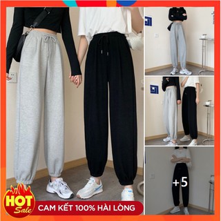 Quần jogger nữ I Quần bo gấu ống rộng unisex basic cá tính co dãn siêu thoải mái