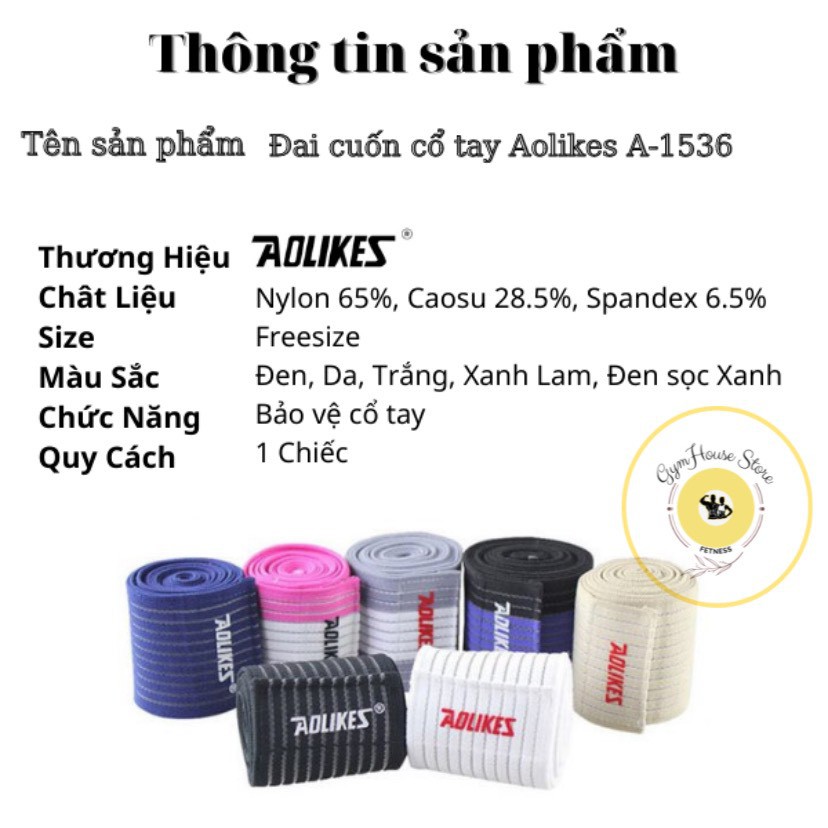 Đai Cuốn Cổ Tay / Băng Cuốn Đàn Hồi Bảo Vệ Cổ Tay Chống Trượt Tập Gym, Thể Thao Aolikes Mã A-1536