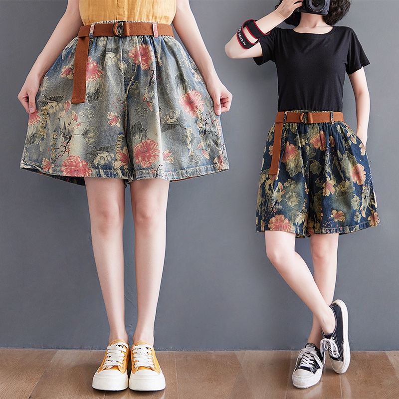 Quần bò lửng bigsize họa tiết hoa trẻ trung(B414)