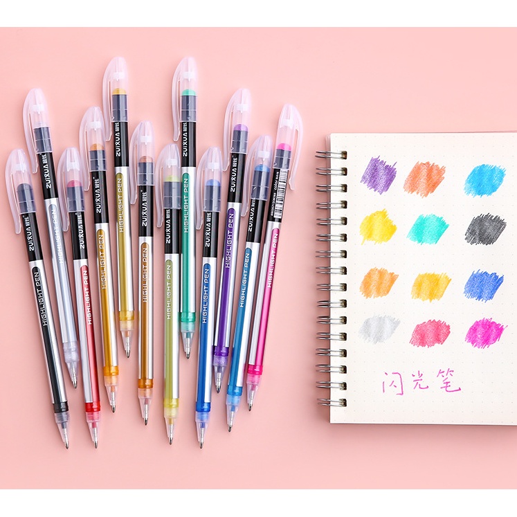 Bút hightlight dạ quang ánh nhũ viết sổ tay nhật ký bullet journal 12/18/24 màu Lalunavn - A73