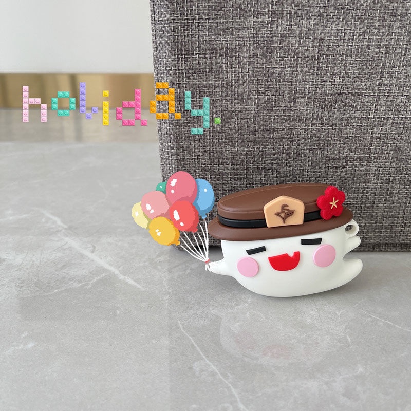 Genshin Impact HuTao Ghost Doll Hot Silicone Case cho Apple Airpods 1/2 / 3 Pro Vỏ bảo vệ Tai nghe Vỏ đựng tai nghe