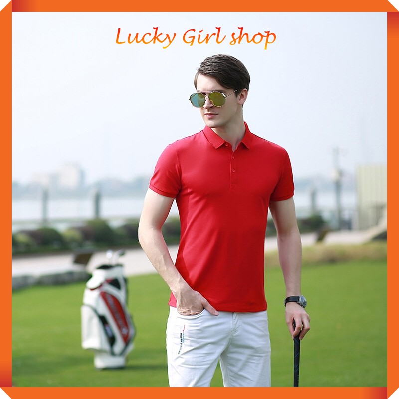 Áo Thun Nam Polo Cá Sấu Trơn Có Cổ Tay Ngắn Big Size Đến 120Kg - Lucky Girl shop