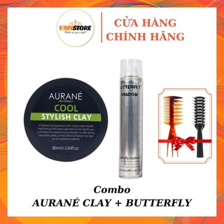 Combo Sáp vuốt tóc Aurane Cool Stylish Clay và Gôm xịt tóc, keo xịt tóc nam