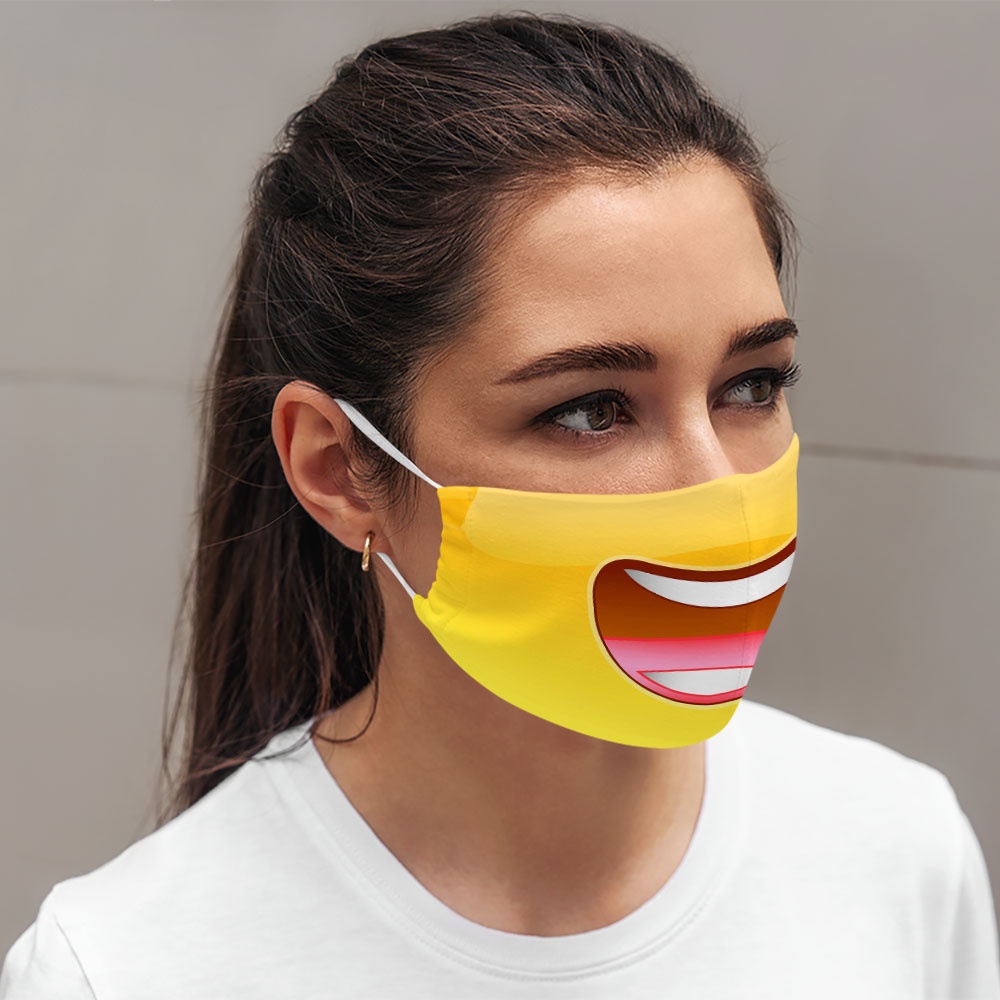 Khẩu trang cute dễ thương trẻ em thú cưng đáng yêu vui nhộn Mặt Cảm Xúc EMOJIS CARTWELL thoáng khí dây đeo mềm dễ thở ch