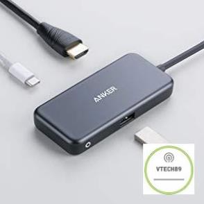 Bộ chia Anker USB type C 3 trong 1, 4k USB type C ra cổng HDMI, USB 3.0, với cổng sạc 60W Power [New]