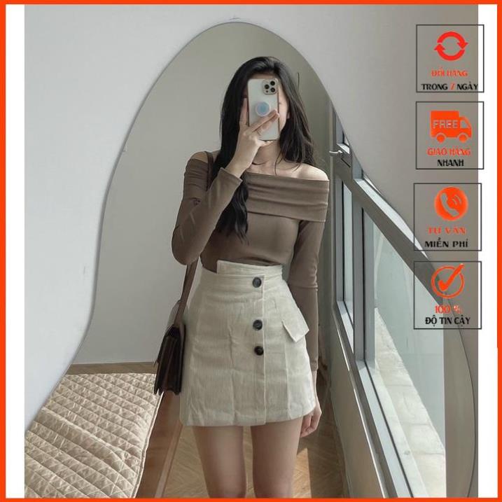 [QUATANG-KTYTT] Chân Váy Nhung Cạp Cao 3 cúc mới m908 | BigBuy360 - bigbuy360.vn