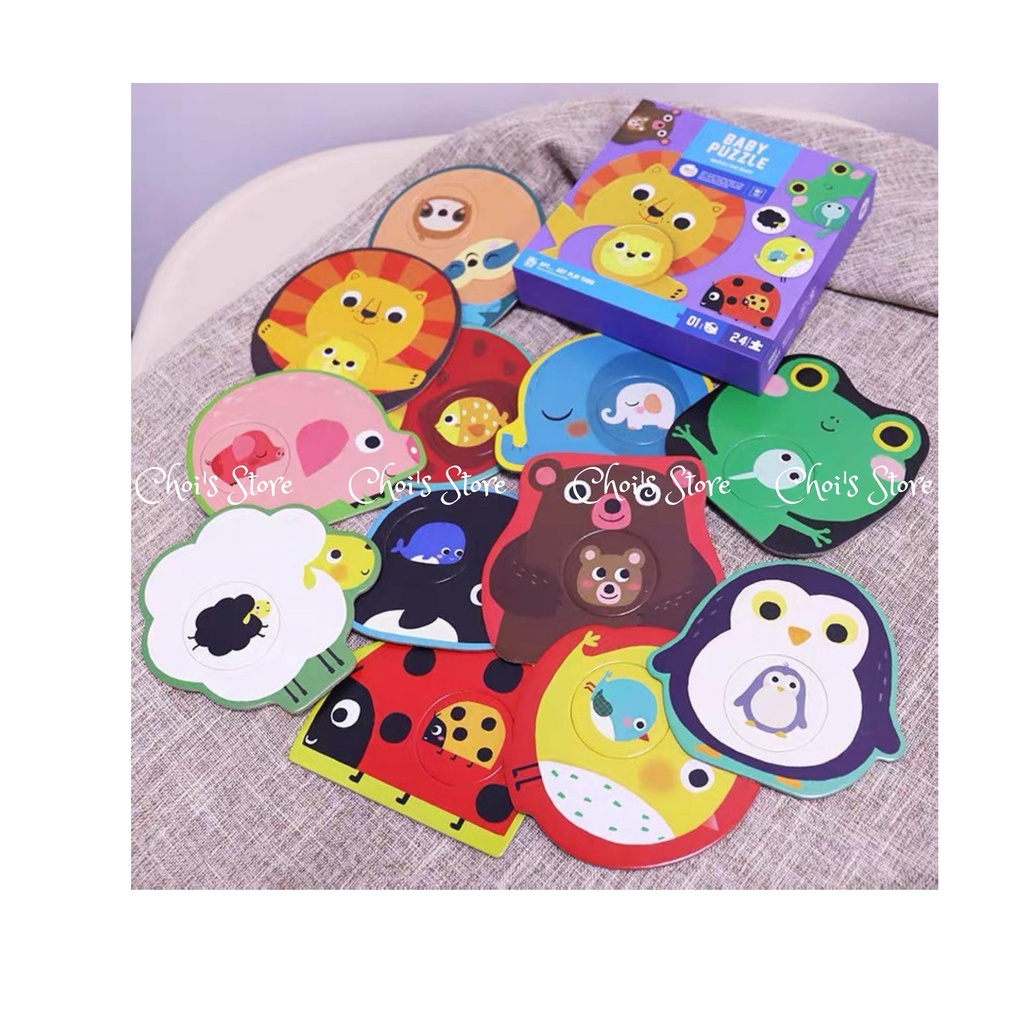 Ghép hình 2 mảnh xếp hình 24 chi tiết kích thích khả năng quan sát, tư duy Joan Mirro Baby Puzzle  Choi Store 33