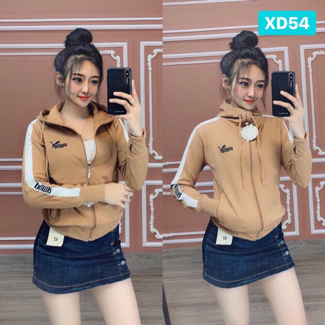 Áo khoác nữ thun da cá thêu chữ viền sọc trắng | BigBuy360 - bigbuy360.vn