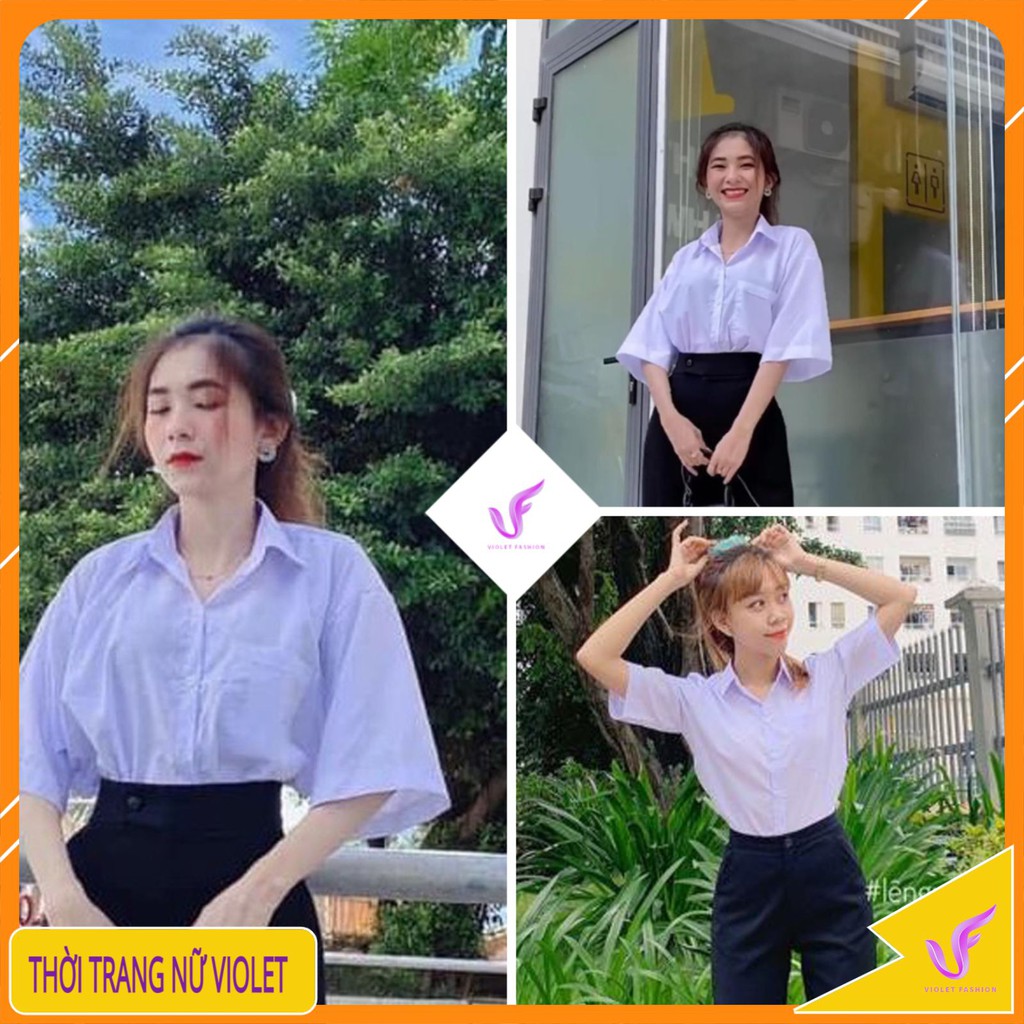 Áo Sơ Mi Nữ😍Áo Sơ Mi Trắng Tay Lỡ😍Form Rộng Style Học Sinh-Sinh Viên-Văn Phòng-Chất Liệu Thô Mềm Mã TT40